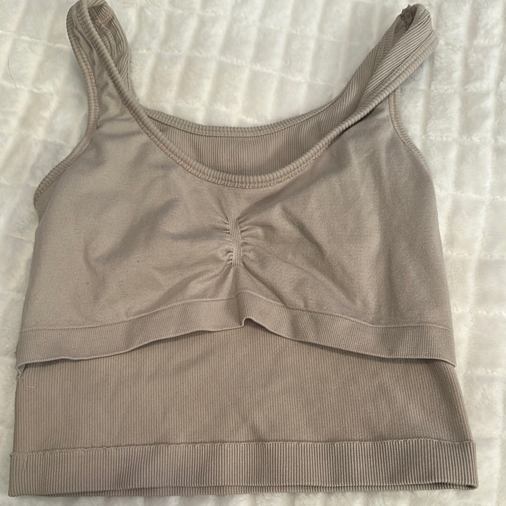 Tan Ribbed Tank Top - Picture 3 of 4